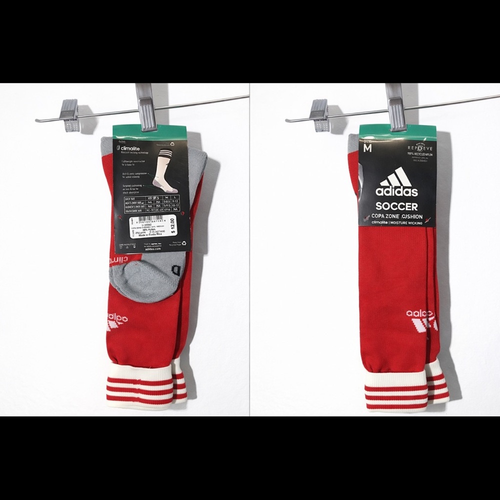 Adidas Copa Zone Cushion Soccer Socks Red White Size M & L available